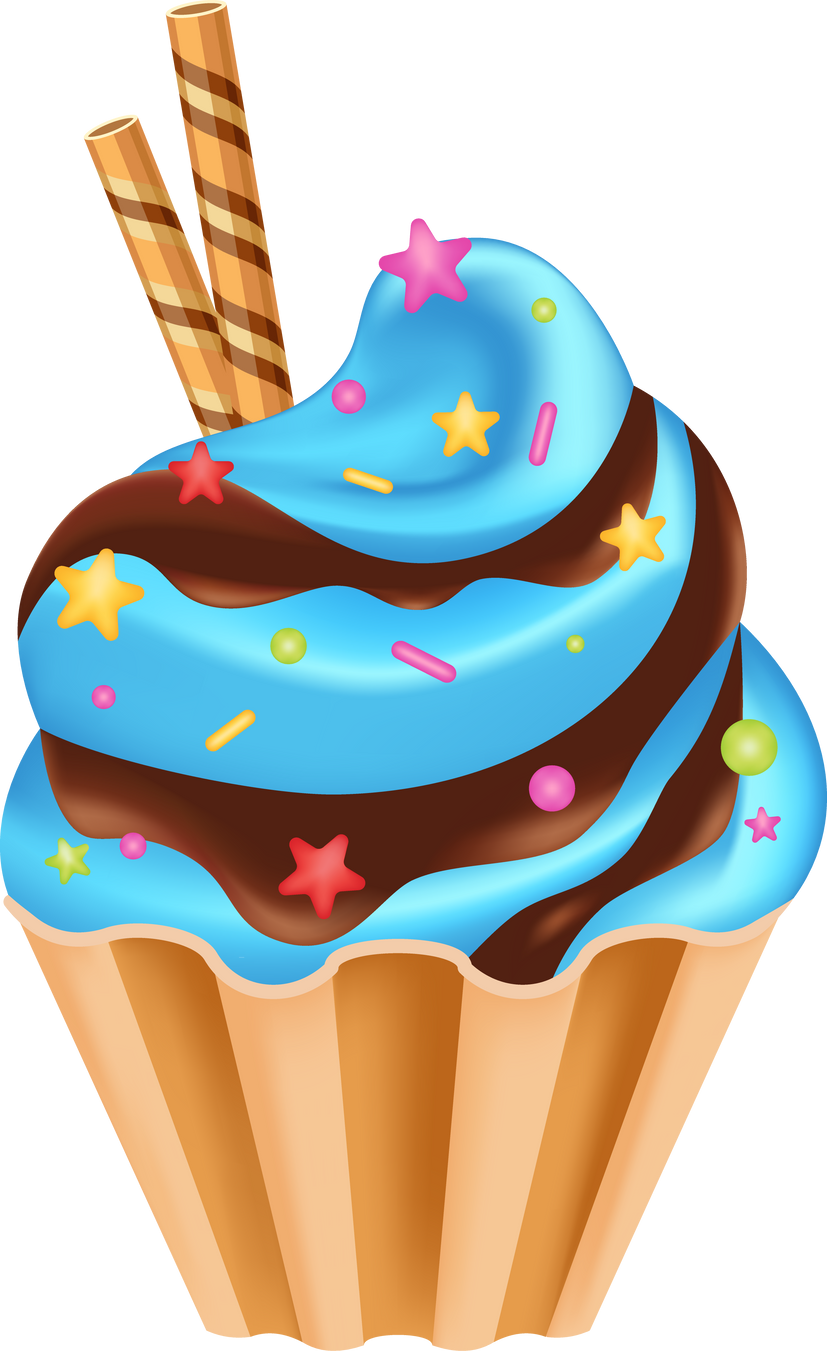 Blueberry  Cupcake Illustration